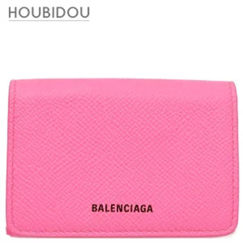 Balenciaga Ville Wallet Tri fold Calfskin Pink Compact